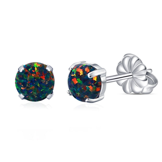 Limerencia G23 Aretes Hipoalergénicos de Titanio Puro, Aretes de Ópalo/Piedra Lunar/Ojo de Gato/Turquesa Azul, Grado de Implante F136 | Joyería Delicada para Orejas Sensibles (5mm, Ópalo negro)