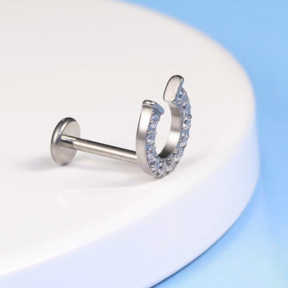 limerencia F136 Titan Hypoallergener Piercingschmuck 18G 6mm 8mm 10mm für Tragus, Helix, Conch, Knorpel, Lippe, Implantatqualität Flat Back Internally Threaded Stud Ohrringe (Hufeisen 1 Stück)