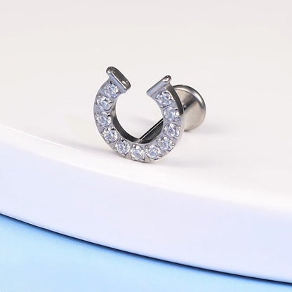 limerencia F136 Titan Hypoallergener Piercingschmuck 18G 6mm 8mm 10mm für Tragus, Helix, Conch, Knorpel, Lippe, Implantatqualität Flat Back Internally Threaded Stud Ohrringe (Hufeisen 1 Stück)