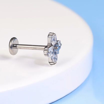 Limerencia gioielli piercing ipoallergenici in titanio F136 grado implantare, orecchini a perno con retro piatto e filettatura interna 18G, misure 6mm 8mm 10mm, adatti per trago, elice, conchiglia, cartilagine e labbro, modello Croce 1 pezzo