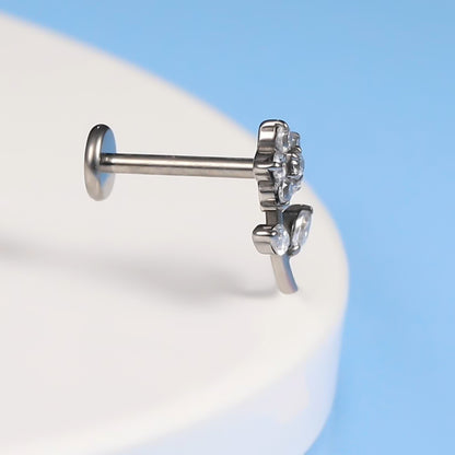limerencia F136 Titan hypoallergener Piercingschmuck 18G 6mm 8mm 10mm für Tragus, Helix, Conch, Knorpel, Lippe, Implant Grade Flat Back Inner Threaded Stud Ohrringe (Blume 1 Stk.)