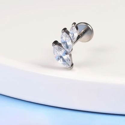 limerencia Orecchini Climber in Titanio F136 con Zirconi Cubici, Piercing a Filettatura Interna e Retro Piatto 18G per Trago, Helix, Conchiglia e Cartilagine, Gioielli per Donna