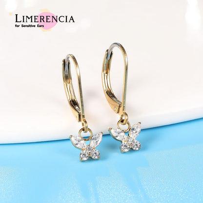 Limerencia G23 Titanium Leverback Earrings Dangle Drop Earrings for Women Fashion F136 Titanium Earrings Hypoallergenic Jewelry Gift--butterfly