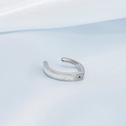 Anello ombelicale Limerencia 14G in titanio G23 con zircone a goccia piccolo, gioiello piercing ombelicale filettato interno 10 mm (10 mm, cerchio curvo opale bianco)