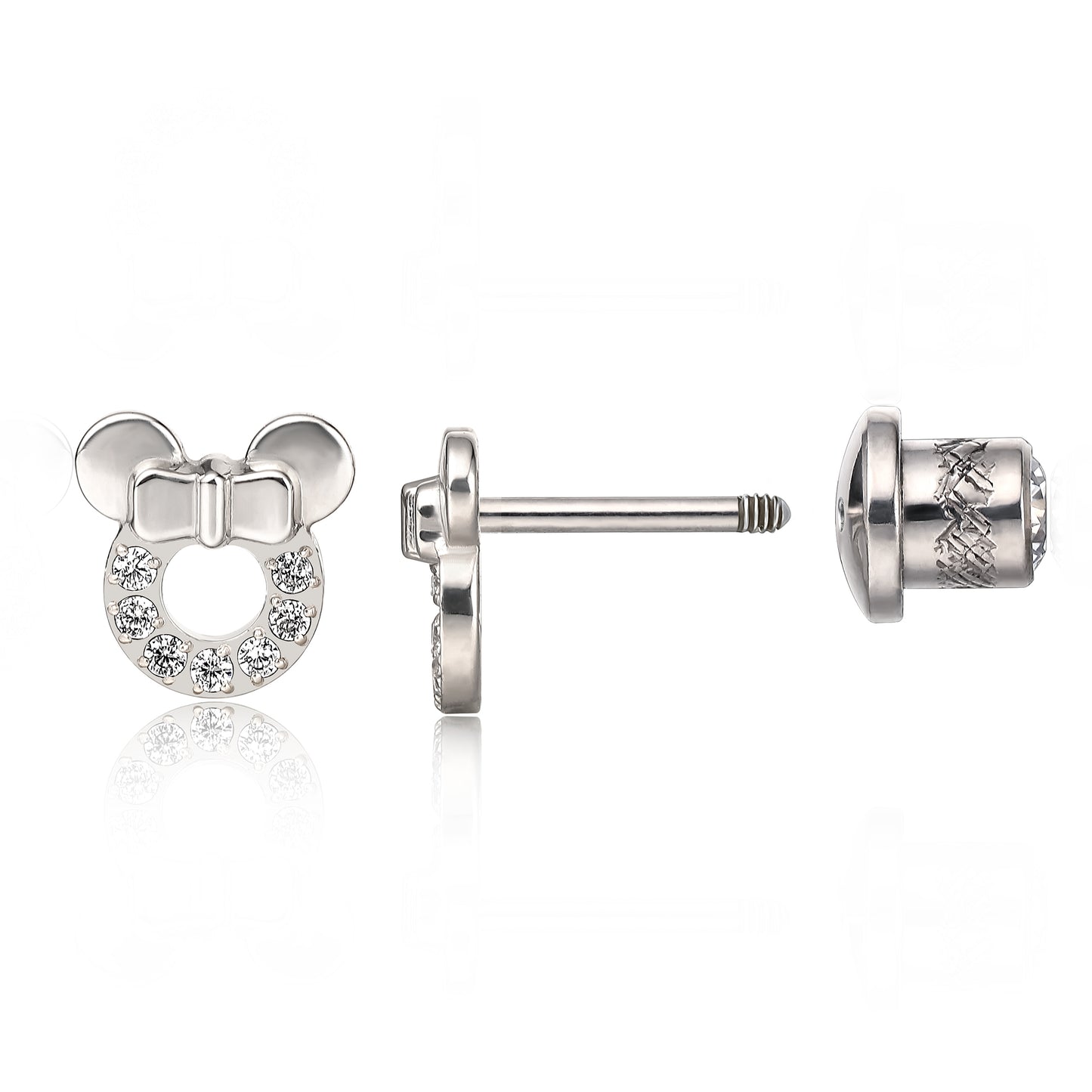 Limerencia Hypoallergenic G23 Implant Grade Titanium Screw Back Earrings Tragus 20G Helix F136 Piercing Post for Sensitive Ears Cartilage(minnie mouse)