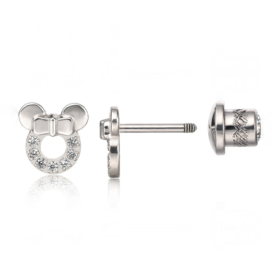 Limerencia Hypoallergenic G23 Implant Grade Titanium Screw Back Earrings Tragus 20G Helix F136 Piercing Post for Sensitive Ears Cartilage(minnie mouse)