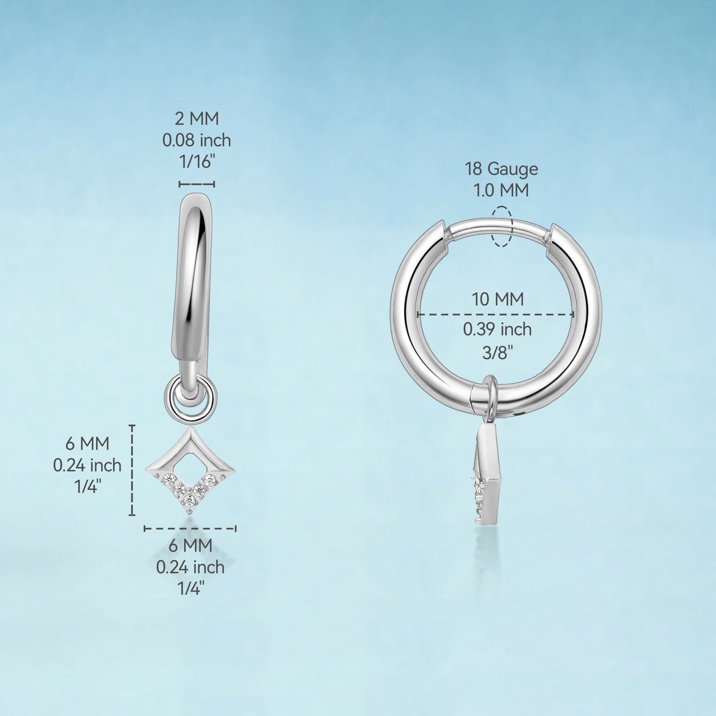 Orecchini huggie pendenti leggeri in titanio puro ipoallergenico Limerencia da donna, modelli barra verticale, croce, luna e fulmine, orecchini delicati con zircone quadrato