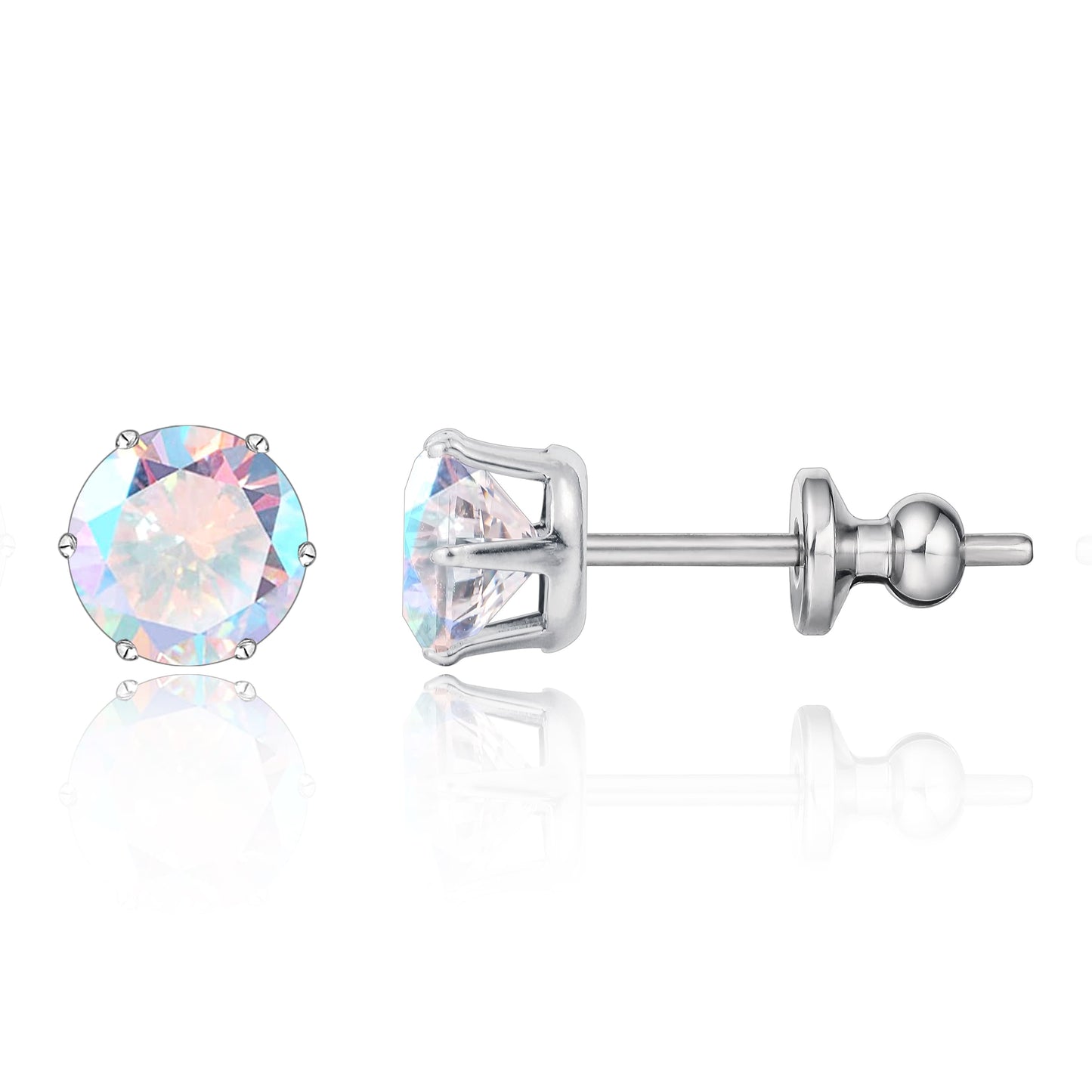 Pendientes de titanio Limerencia hipoalergénicos, tachas de grado implantado F136 con circón redondo, pendientes de seis garras para mujer y hombre con orejas sensibles