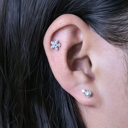Limerencia Hipoalergénico G23 Titanio Grado Implante Pendientes de Rosca Tragus 20G Hélix F136 Poste de Perforación para Orejas Sensibles Cartílago (M2)
