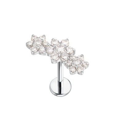 limerencia F136 Titan Hypoallergener Piercingschmuck 18G 6mm 8mm 10mm Flacher Rücken Innen Gewinde Implantatqualität Ohrstecker Blumen Ohrringe für Knorpel, Tragus, Helix, Conch, Nase, Lippe (1 Stück)