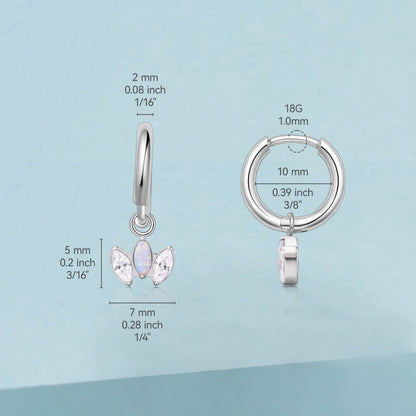 Limerencia Hypoallergene Ohrringe aus reinem Titan mit Stift und leichtem baumelndem Huggie-Design für Damen | Vertikaler Stab, Kreuz, Mond, Blitz | Zierliche Ohrringe (Zirkonia-Opal-Krone)