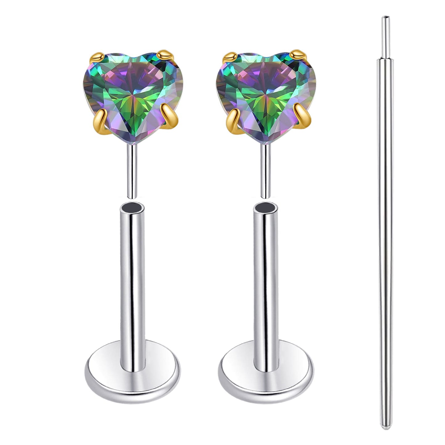 Limerencia Boucles d’oreilles à dos plat 18G, Titane G23, Piercing nez à insertion
