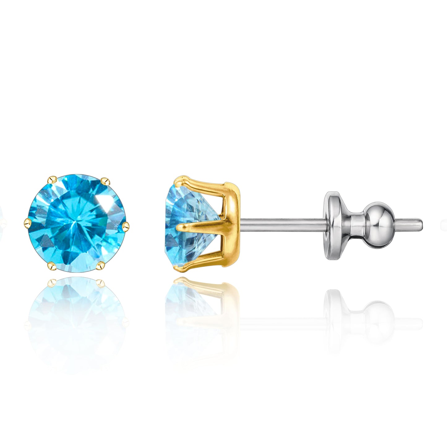 Pendientes de titanio Limerencia hipoalergénicos, tachas de grado implantado F136 con circón redondo, pendientes de seis garras para mujer y hombre con orejas sensibles