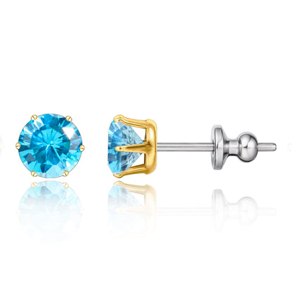 Pendientes de titanio Limerencia hipoalergénicos, tachas de grado implantado F136 con circón redondo, pendientes de seis garras para mujer y hombre con orejas sensibles