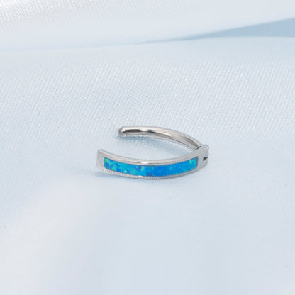 limerencia 14G G23 Anillo para ombligo de titanio con circonita cúbica en forma de lágrima pequeña 10mm Joyería para piercing de ombligo con rosca interna (10mm, Aro curvo ópalo azul)