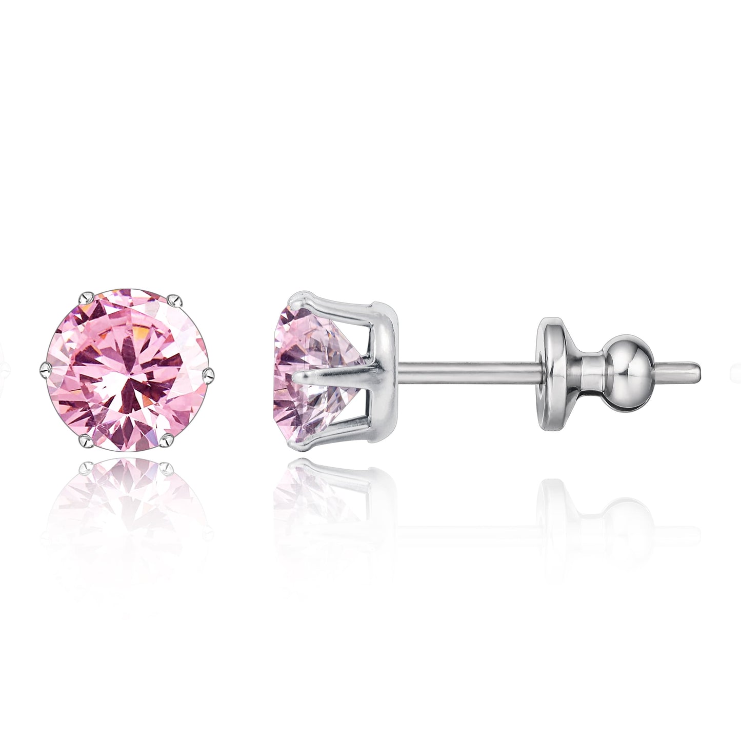 Pendientes de titanio Limerencia hipoalergénicos, tachas de grado implantado F136 con circón redondo, pendientes de seis garras para mujer y hombre con orejas sensibles