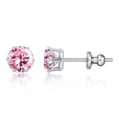 Pendientes de titanio Limerencia hipoalergénicos, tachas de grado implantado F136 con circón redondo, pendientes de seis garras para mujer y hombre con orejas sensibles
