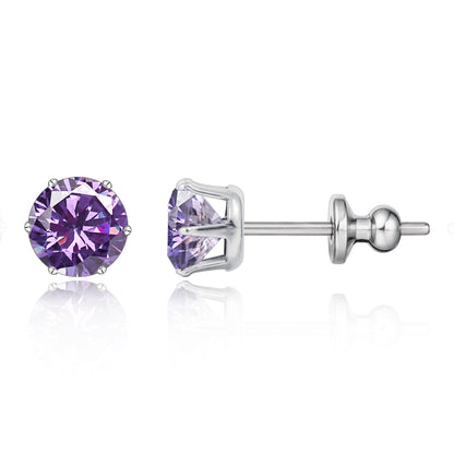 Pendientes de titanio Limerencia hipoalergénicos, tachas de grado implantado F136 con circón redondo, pendientes de seis garras para mujer y hombre con orejas sensibles