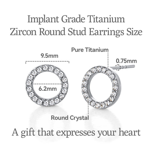 Limerencia G23 Pure Titanium Hypoallergenic Earrings, F136 Implant Grade Titanium Studs Suitable for Sensitive Ears Delicate Jewelry (Circles, Gold)