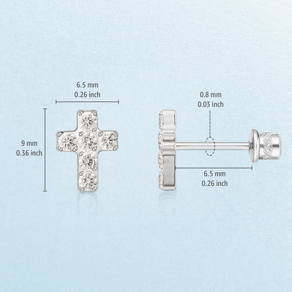 Limerencia Boucles d'oreilles Croix en titane implantable G23 hypoallergéniques | Arrière à vis Tragus 20G Hélix F136, tige de piercing pour oreilles sensibles Cartilage (Croix Zircon Cubique Argenté)