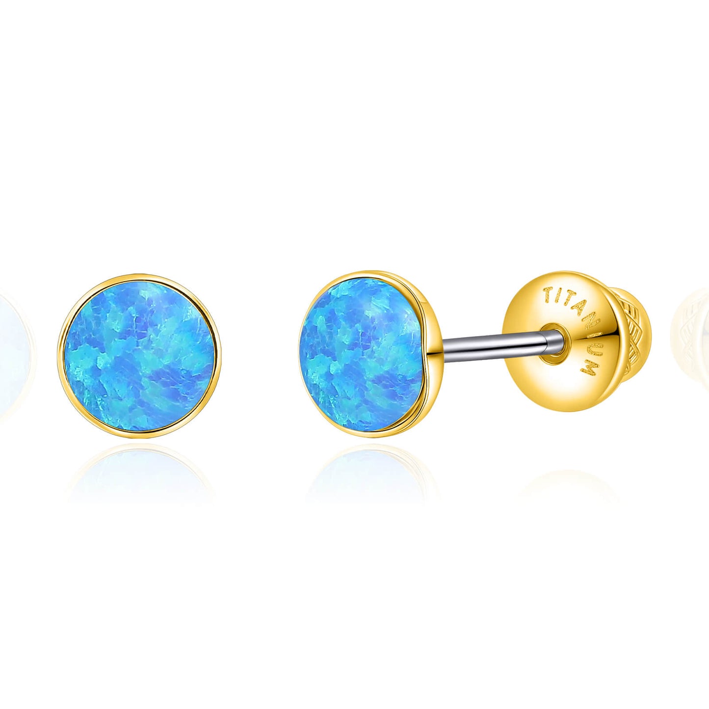 Boucles d'oreilles titane Limerencia, clous d'oreilles opale blanc/bleu/noir, grade implant F136, adaptés aux oreilles sensibles hommes et femmes