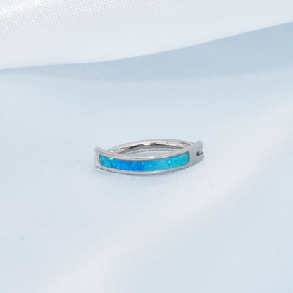 limerencia 14G G23 Anillo para ombligo de titanio con circonita cúbica en forma de lágrima pequeña 10mm Joyería para piercing de ombligo con rosca interna (10mm, Aro curvo ópalo azul)