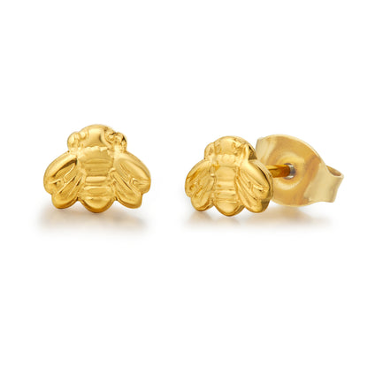 Limerencia Hypoallergene G23 Ohrstecker aus reinem Titan, kleine Bienen-Ohrstecker, F136 Implantat-Titan-Ohrstecker, geeignet für Frauen mit empfindlichen Ohren (Gold)