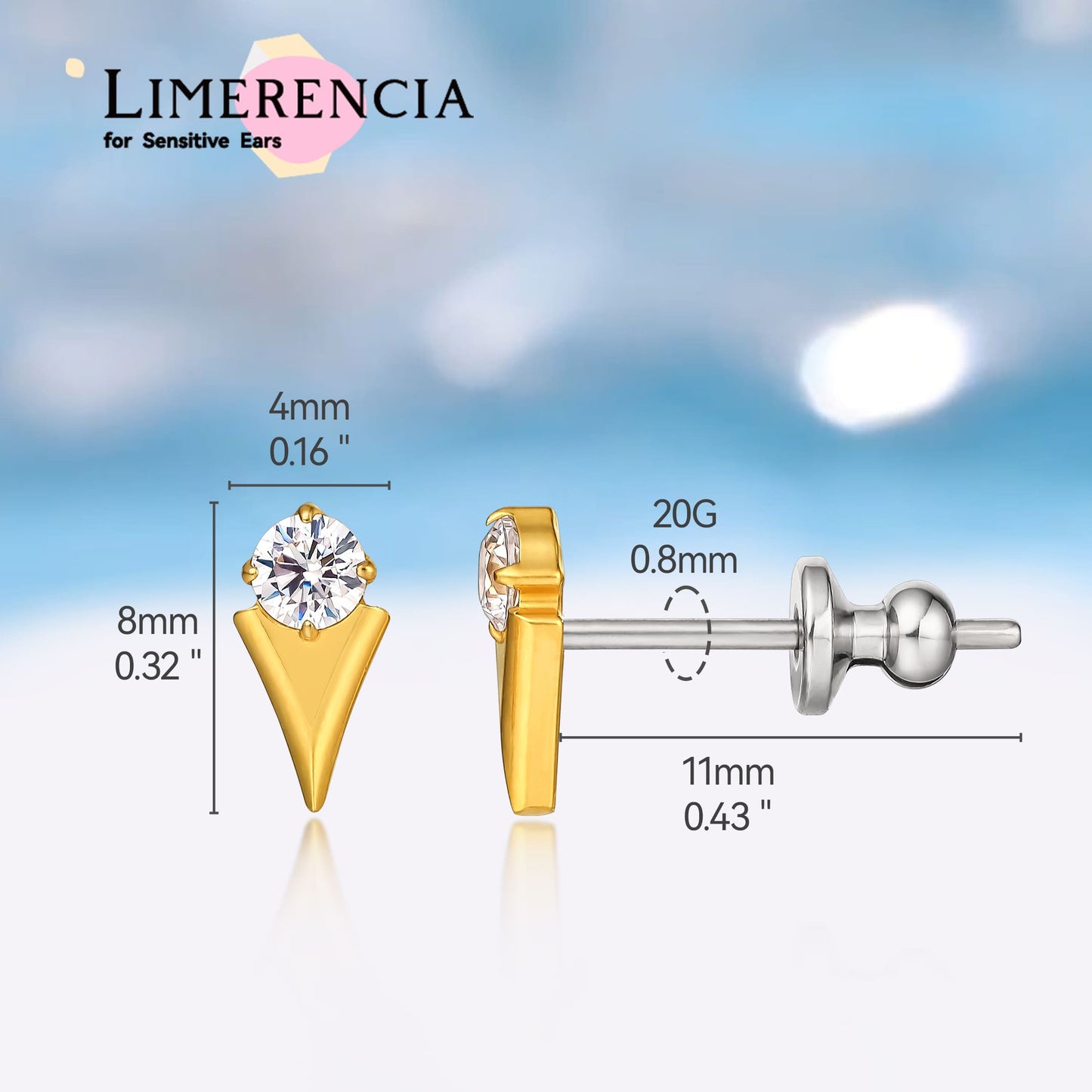 Orecchini conici Limerencia, orecchini a perno in titanio puro F136 grado implantare ipoallergenici, piccoli delicati orecchini con zirconi cubici G23 per donne con orecchie sensibili