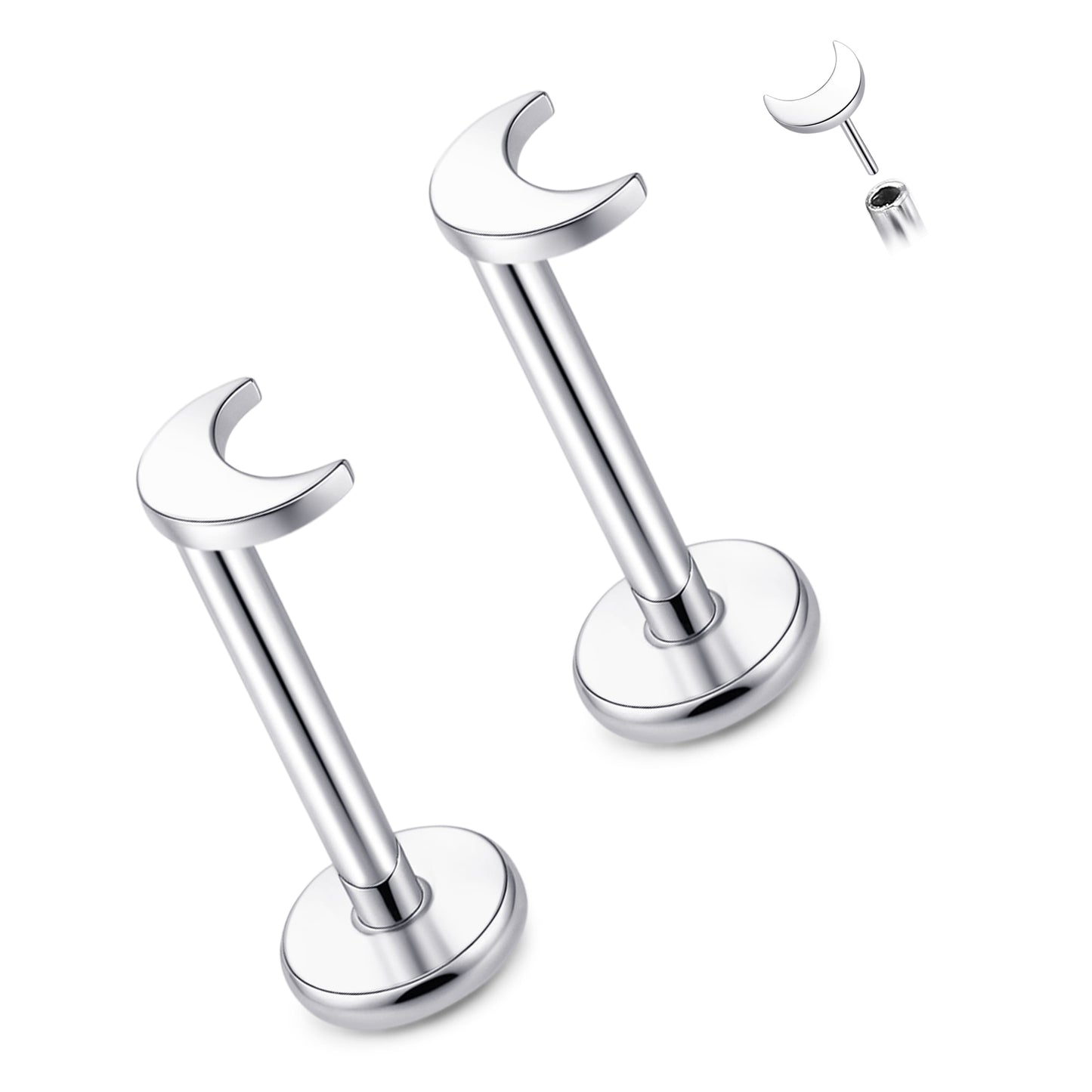Limerencia Titan-Stecker mit Flachboden ohne Gewinde, 20G Druckverschluss-Einsteckpiercing für Knorpel, Tragus, Labret, Lippe, Medusa und Conch, hypoallergener Körperschmuck für Damen und Herren