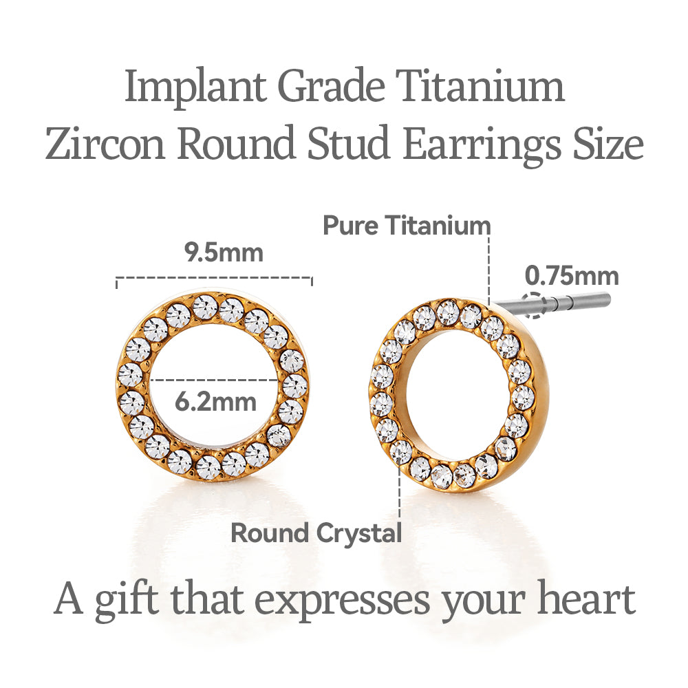 Limerencia G23 Pure Titanium Hypoallergenic Earrings, F136 Implant Grade Titanium Studs Suitable for Sensitive Ears Delicate Jewelry (Circles, Gold)