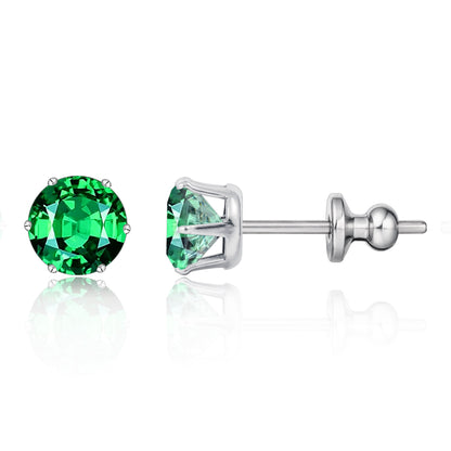 Pendientes de titanio Limerencia hipoalergénicos, tachas de grado implantado F136 con circón redondo, pendientes de seis garras para mujer y hombre con orejas sensibles
