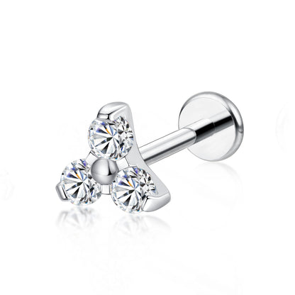 Bijoux de piercing hypoallergéniques en titane F136 grade implantable Limerencia, clous à filetage interne dos plat 18G 6mm 8mm 10mm pour tragus, helix, conque, cartilage, nez et lèvre (transparent)