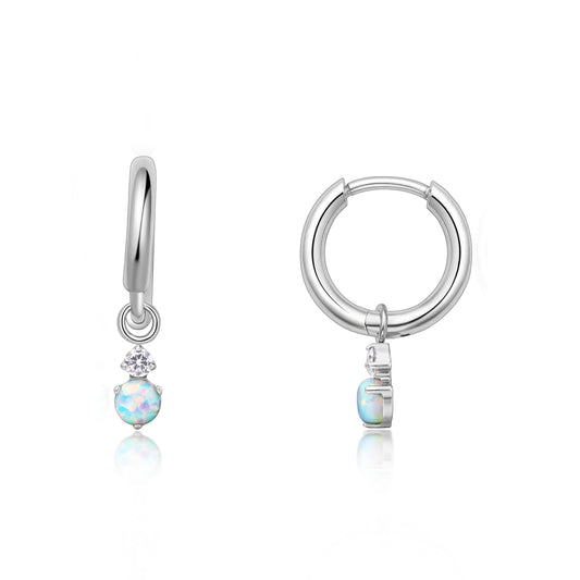 Limerencia Hypoallergenic Pure Titanium Post Lightweight Dangle Huggie Earrings for Women,Vertical Bar, Cross, Moon, Lightning,Dainty Earrings (CZ + White Opal)