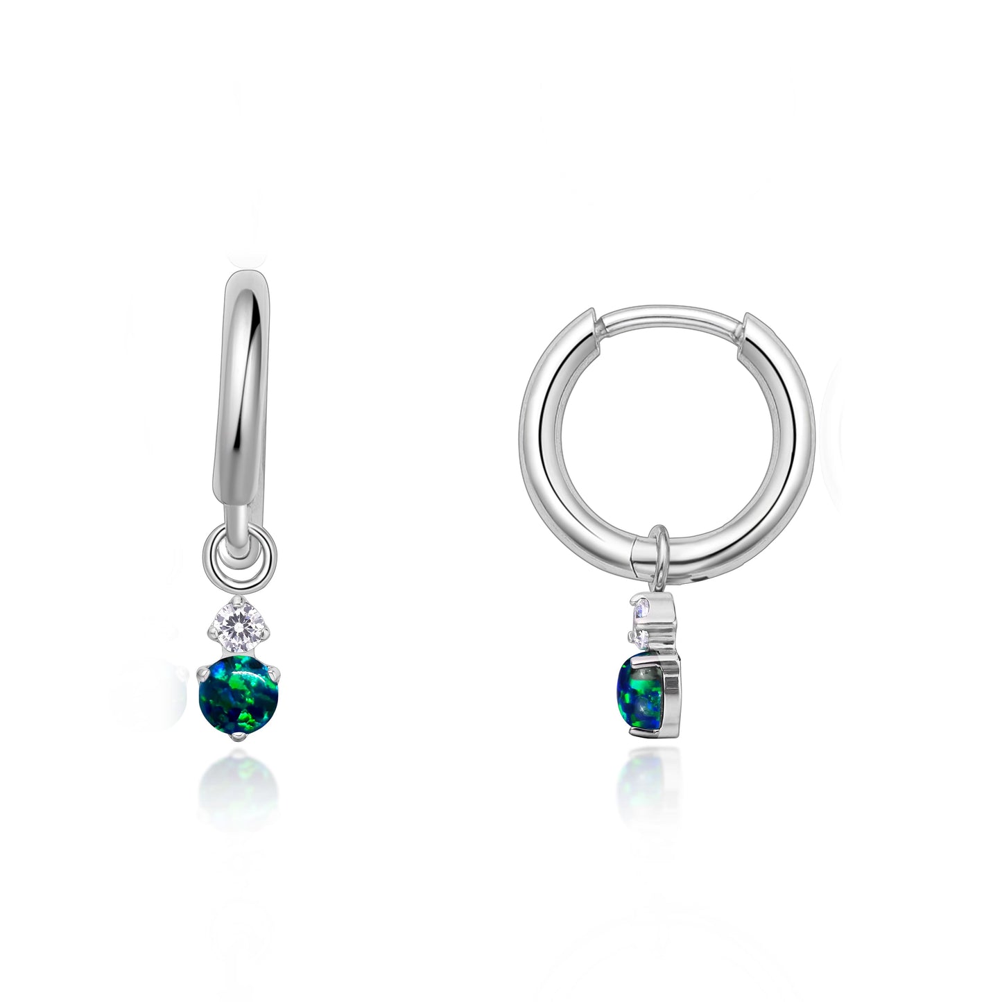 Orecchini cerchio pendenti leggeri in titanio puro ipoallergenico Limerencia da donna, design barra verticale, croce, luna, fulmine, stile delicato (zircone + opale verde)