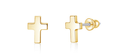 Pendientes de titanio Limerencia, pendientes hipoalergénicos para hombre y mujer con oídos sensibles, joyería minimalista, pendientes cruz planos para cartílago, diseño cruz