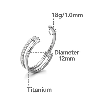 Pendientes de aro G23 de titanio puro, hipoalergénicos de 12 mm para orejas sensibles con circonitas cúbicas (18G (1,0 mm) dorado)