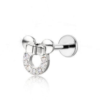 limerencia F136 Hypoallergener Titan 20g 6mm 8mm Flat Back Stud | G23 Implantatgrad Press Fit Gewindefreie Ohrringe Push-in Tragus Knorpel Helix Conch Monroe Piercing Schmuck (minnie mouse 1 Stück)