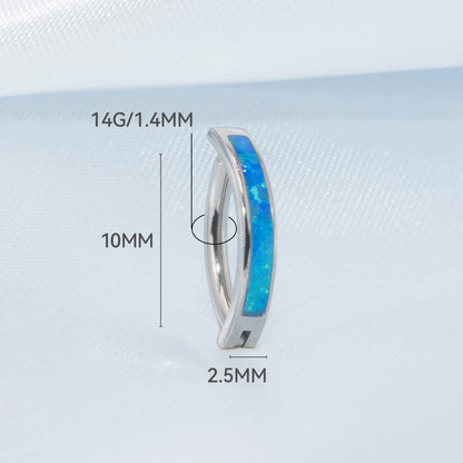 limerencia 14G G23 Anillo para ombligo de titanio con circonita cúbica en forma de lágrima pequeña 10mm Joyería para piercing de ombligo con rosca interna (10mm, Aro curvo ópalo azul)