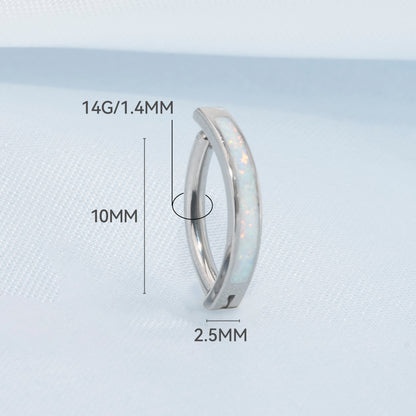 Anello ombelicale Limerencia 14G in titanio G23 con zircone a goccia piccolo, gioiello piercing ombelicale filettato interno 10 mm (10 mm, cerchio curvo opale bianco)
