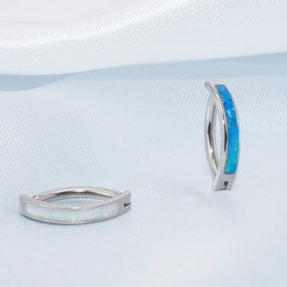 Anello ombelicale Limerencia 14G in titanio G23 con zircone a goccia piccolo, gioiello piercing ombelicale filettato interno 10 mm (10 mm, cerchio curvo opale bianco)