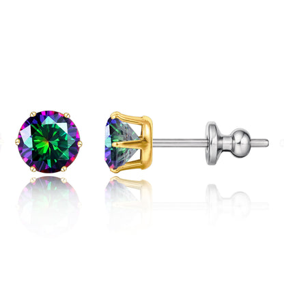 Pendientes de titanio Limerencia hipoalergénicos, tachas de grado implantado F136 con circón redondo, pendientes de seis garras para mujer y hombre con orejas sensibles