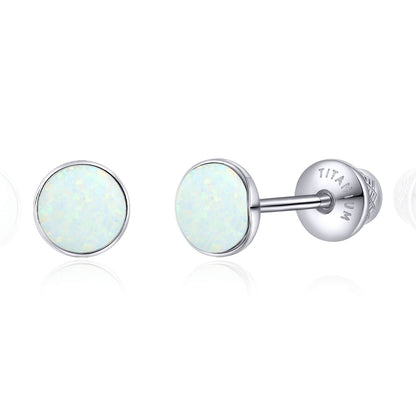 Boucles d'oreilles titane Limerencia, clous d'oreilles opale blanc/bleu/noir, grade implant F136, adaptés aux oreilles sensibles hommes et femmes