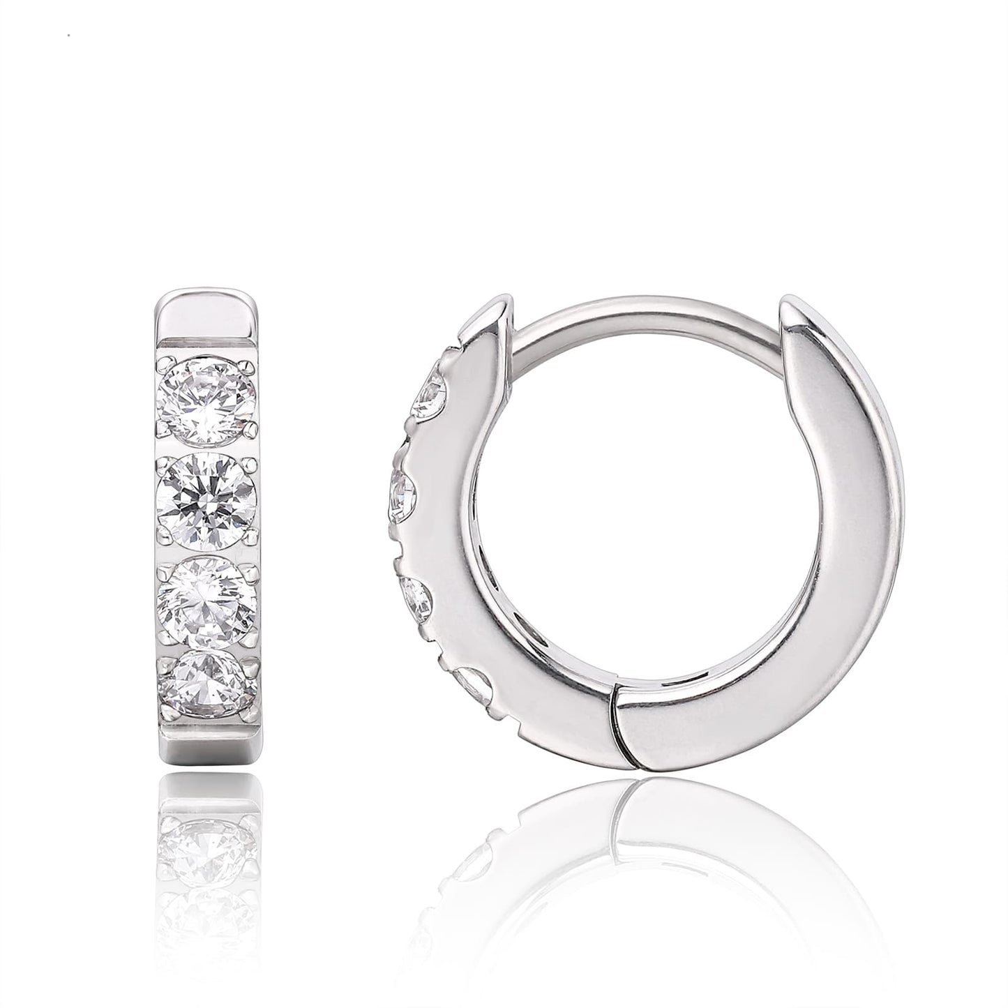 Boucles d'oreilles huggie créoles en titane pur G23 Limerencia, huggies pour cartilage hypoallergéniques, boucles à clip serties de petits zircons cubiques, mini bijoux de piercing pour femmes aux oreilles sensibles