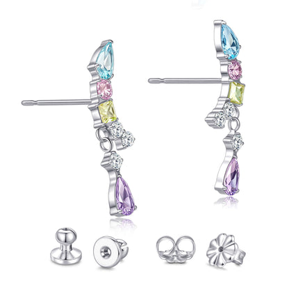 Limerencia 低アレルギー性チタン インプラントグレード クライマークローラースタッド, G23 小粒キュービックジルコニア ピアス 女性用 敏感な耳に / カラフル CZ クローラー