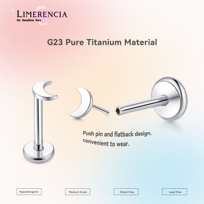 Limerencia Titan-Stecker mit Flachboden ohne Gewinde, 20G Druckverschluss-Einsteckpiercing für Knorpel, Tragus, Labret, Lippe, Medusa und Conch, hypoallergener Körperschmuck für Damen und Herren