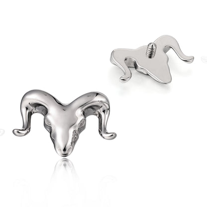Bijoux de piercing hypoallergéniques en titane ASTM F136 Limerencia, clou à filetage interne dos plat 18G 6mm 8mm 10mm pour tragus, helix, conque, cartilage, nez et lèvre (Tête de vache, 1 pièce)