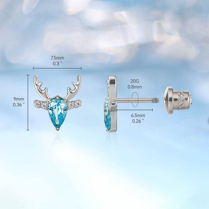 Limerencia Hypoallergene G23 Implantatqualität Titan Schraubverschluss Ohrringe Tragus 20G Helix F136 Piercingstecker für empfindliche Ohren Knorpel (Hirsch)
