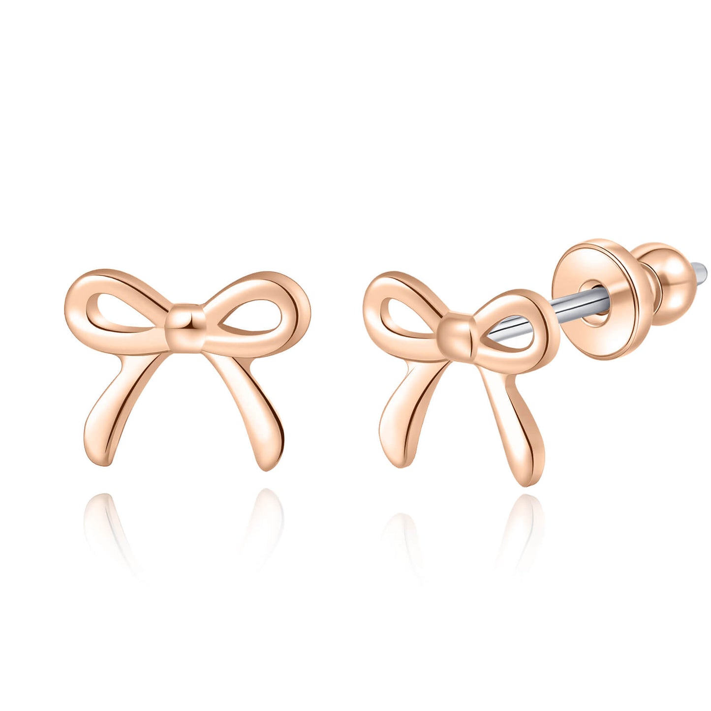 Limerencia Schleifen-Ohrstecker, F136-Titan kleine Schleifenohrstecker, süße Mini-Schleifenstecker in Gold- und Silberfarbe, ideal für Jugendliche und empfindliche Ohren
