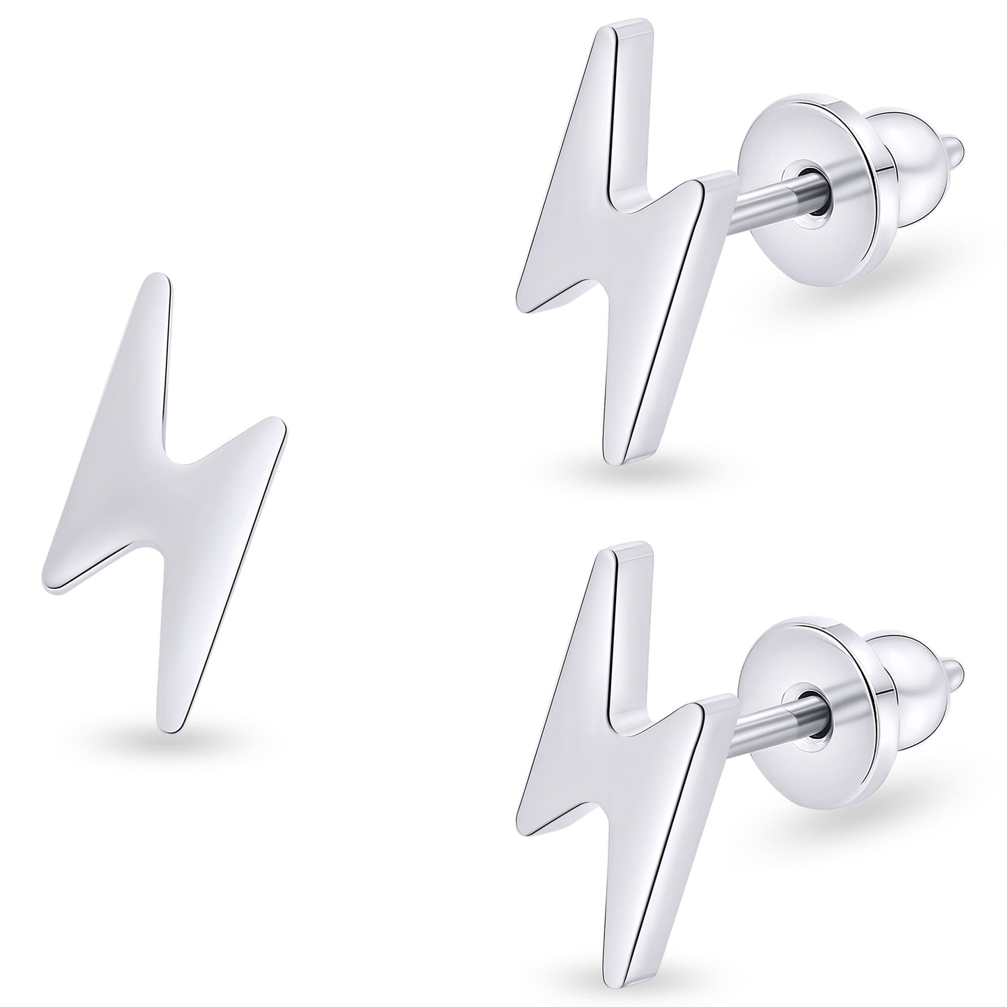 Limerencia Titanium Women Flatback Earrings,Lightning Bolt Stud Earrings|Cute and Fashionable Earrings Suitable for Both Men and Women,Suitable for Sensitive Ears