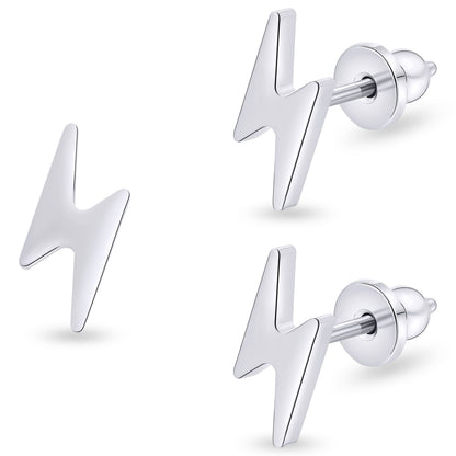 Limerencia Titanium Women Flatback Earrings,Lightning Bolt Stud Earrings|Cute and Fashionable Earrings Suitable for Both Men and Women,Suitable for Sensitive Ears